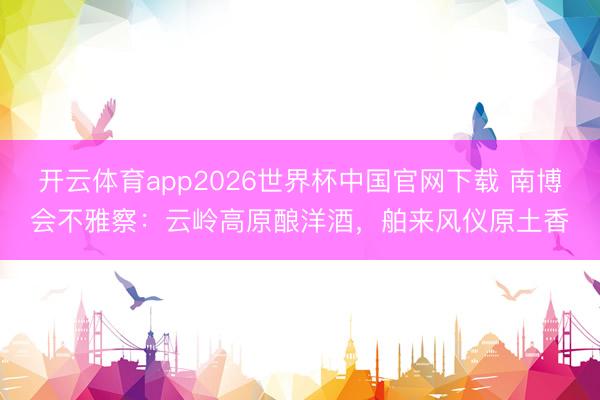 开云体育app2026世界杯中国官网下载 南博会不雅察：云岭高原酿洋酒，舶来风仪原土香